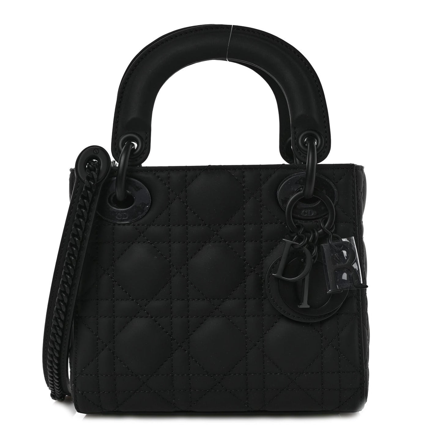 Ultra Matte Calfskin Cannage Mini Lady Dior Black
