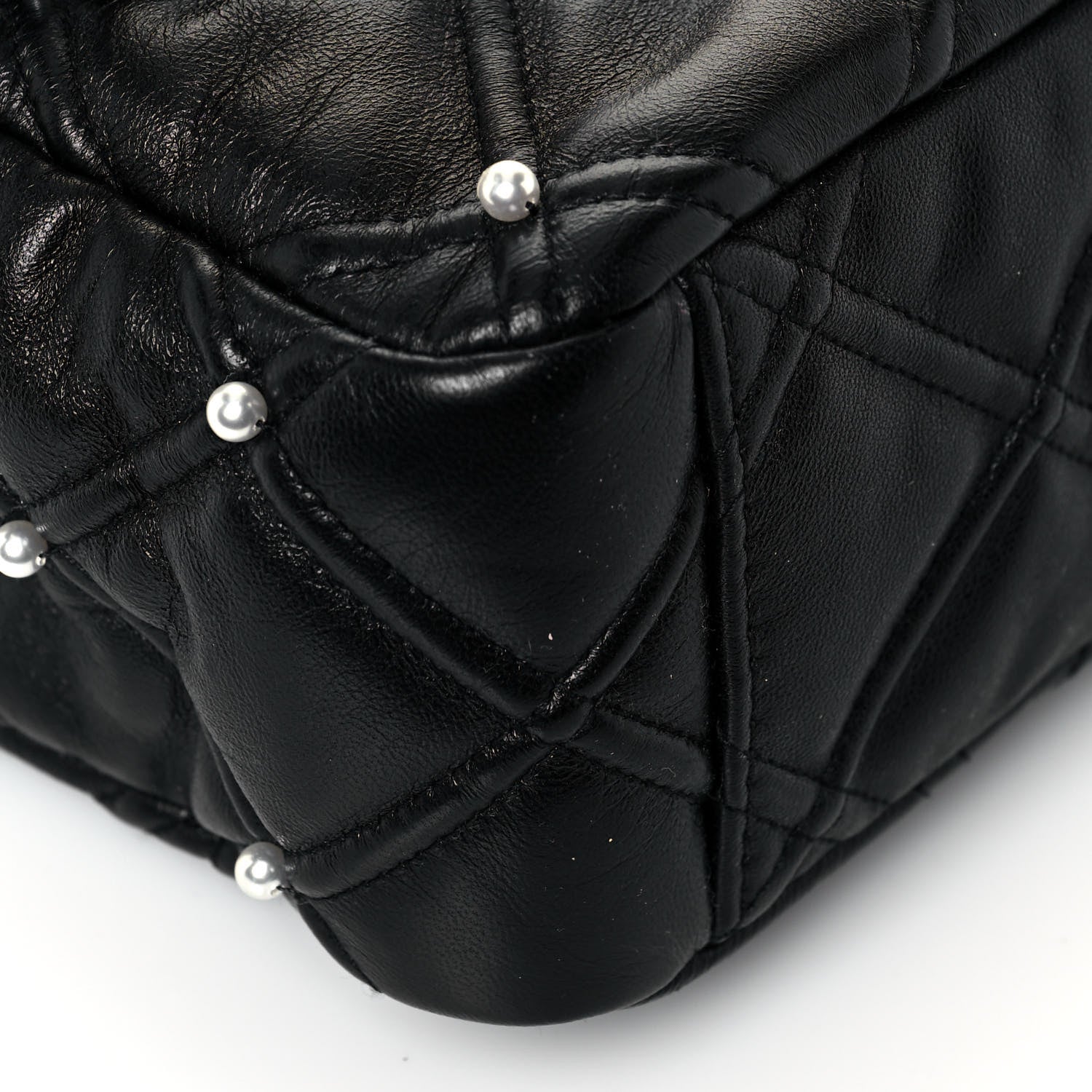 Chanel Lambskin Quilted Pearl Studded Flap Black 5 of 15