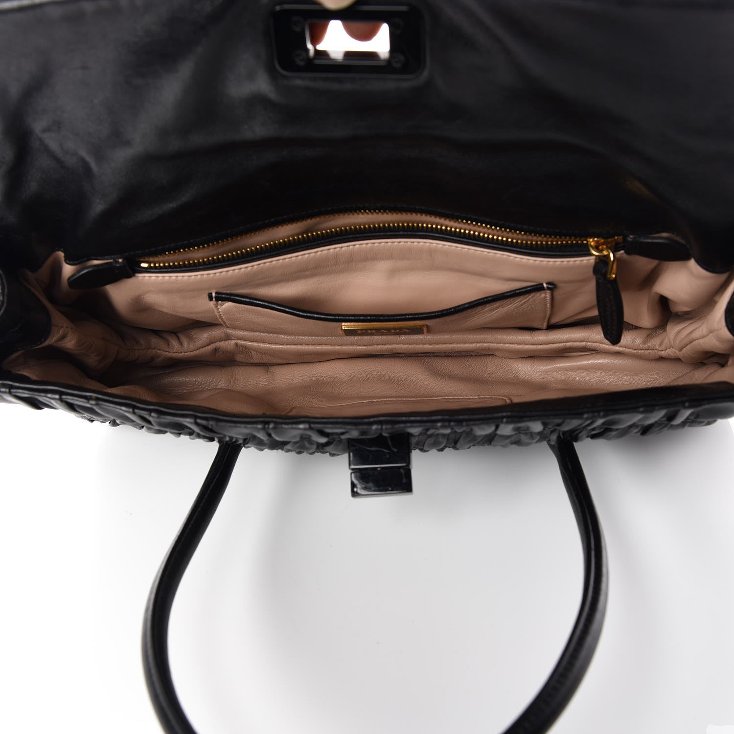 Prada Nappa Gaufre Flap Bag Black 7 of 10