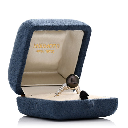 Mikimoto 18K White Gold Diamond Black South Sea Cultured Pearl 9-9.5mm Ring 49 5 6 of 6