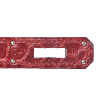 Hermes Shiny Porosus Crocodile Birkin 35 Rouge Vif 27 of 32