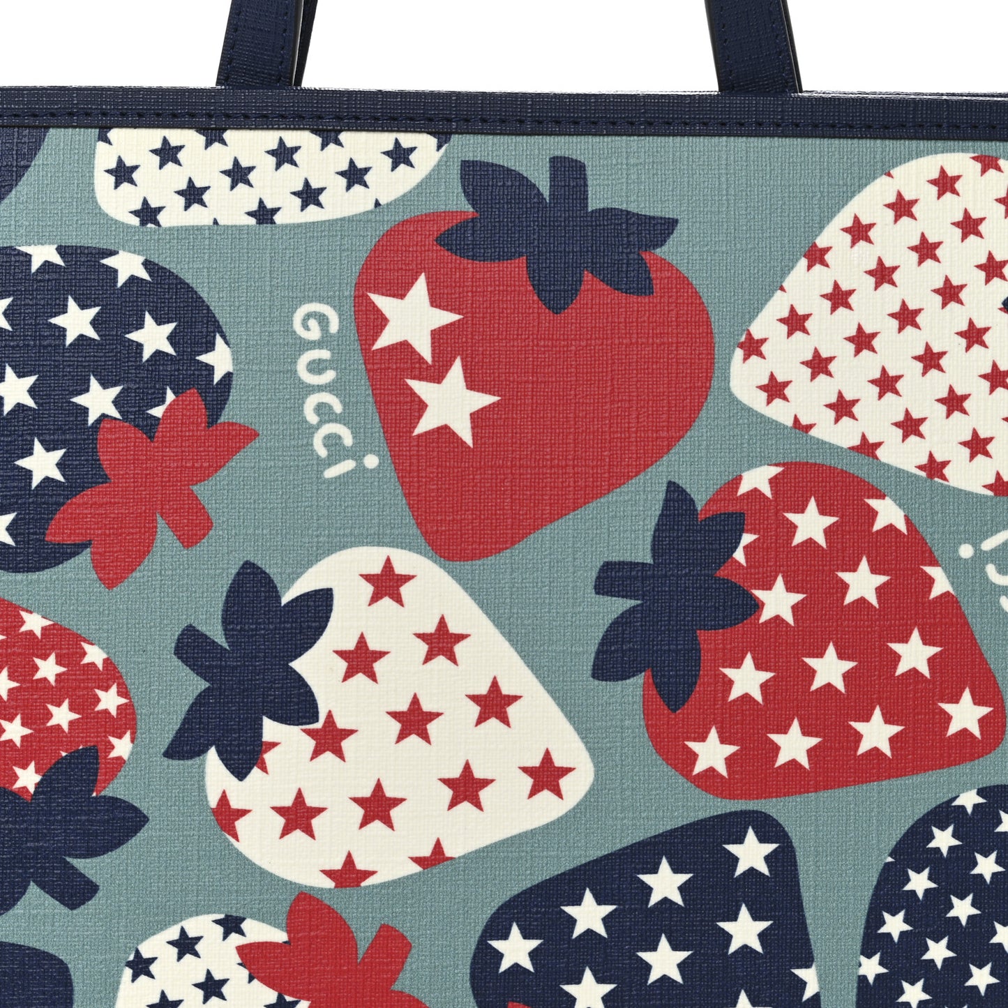 Coated Canvas Strawberry Stars Childrens Tote Red White Blue