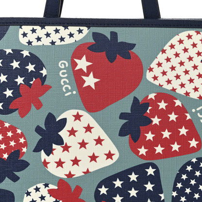 Gucci Coated Canvas Strawberry Stars Childrens Tote Red White Blue 8 of 10