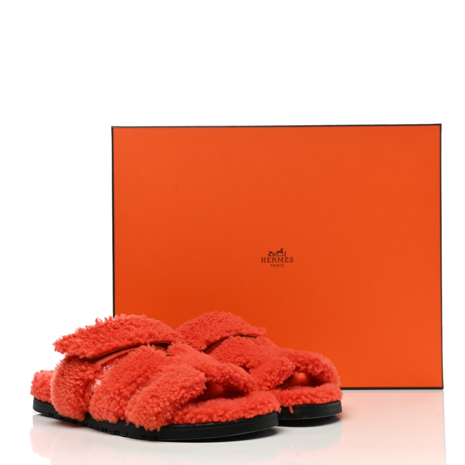 Hermes Woolskin Womens Chypre Sandals 38 Orange 9 of 9