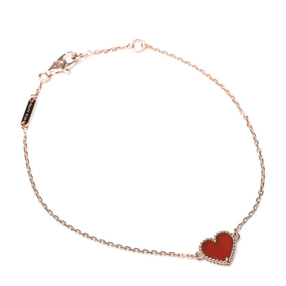 Van Cleef & Arpels 18K Rose Gold Carnelian Sweet Alhambra Heart Bracelet 1 of 7