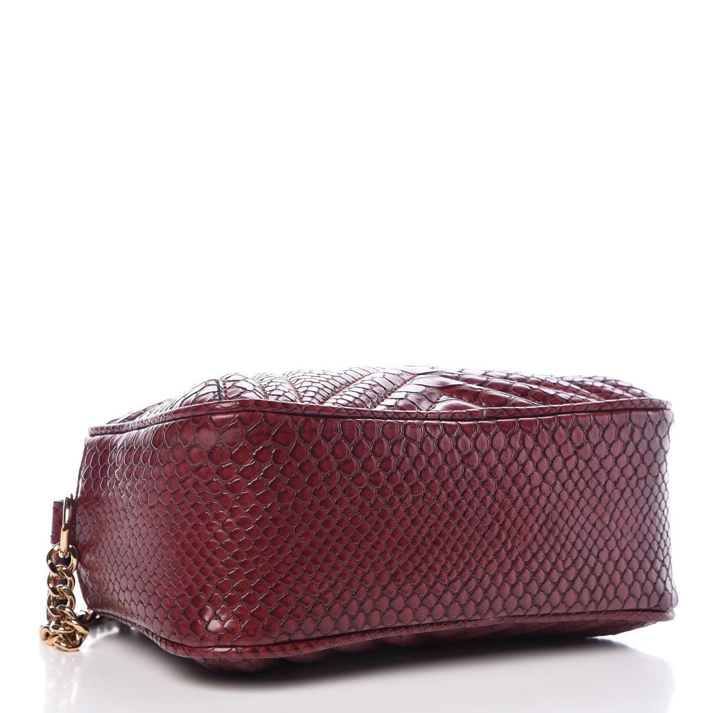 Snakeskin Effect Small Star Patch Shoulder Bag Burgundy