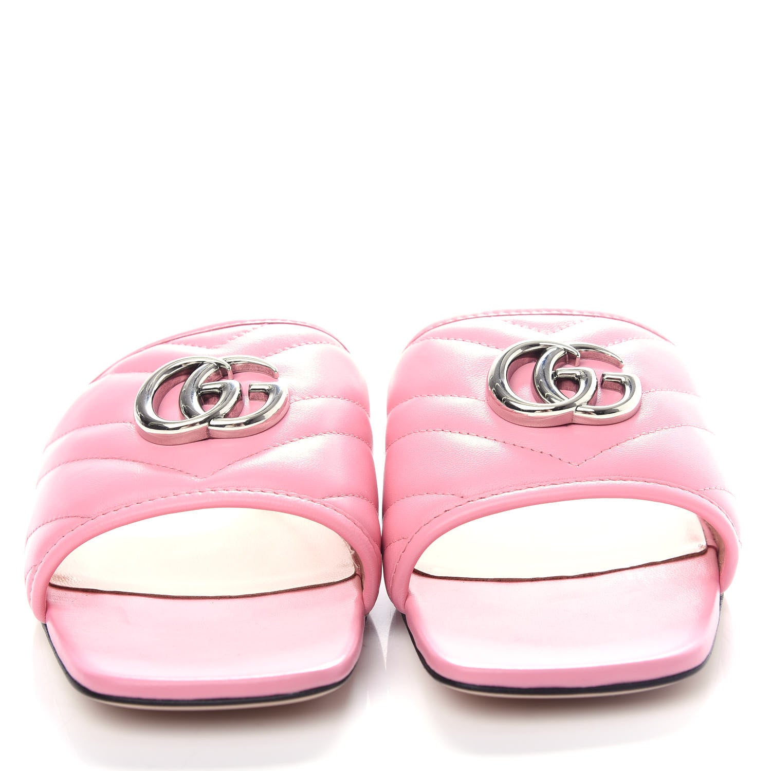 Gucci Nappa Matelasse GG Marmont Flat Slide Sandals 39 Wild Rose 5 of 11