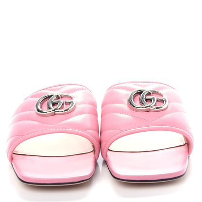 Gucci Nappa Matelasse GG Marmont Flat Slide Sandals 39 Wild Rose 5 of 11