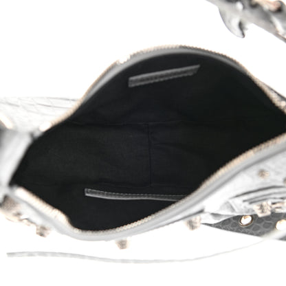 Balenciaga Extra Supple Calfskin Crocodile Embossed Le Cagole Shoulder Bag XS Balenciaga Grey 6 of 13