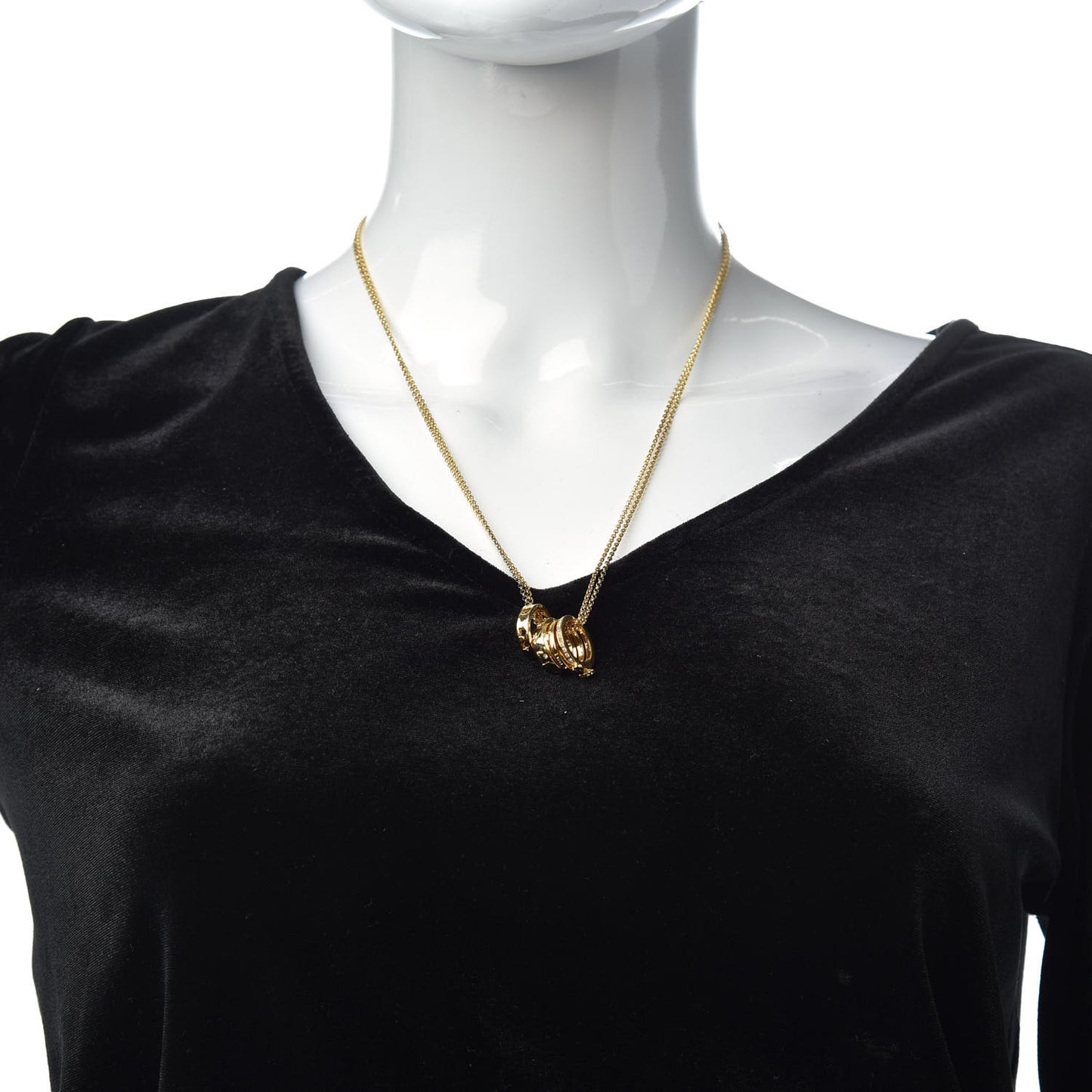 Crystal Rings Double Chain Necklace Gold
