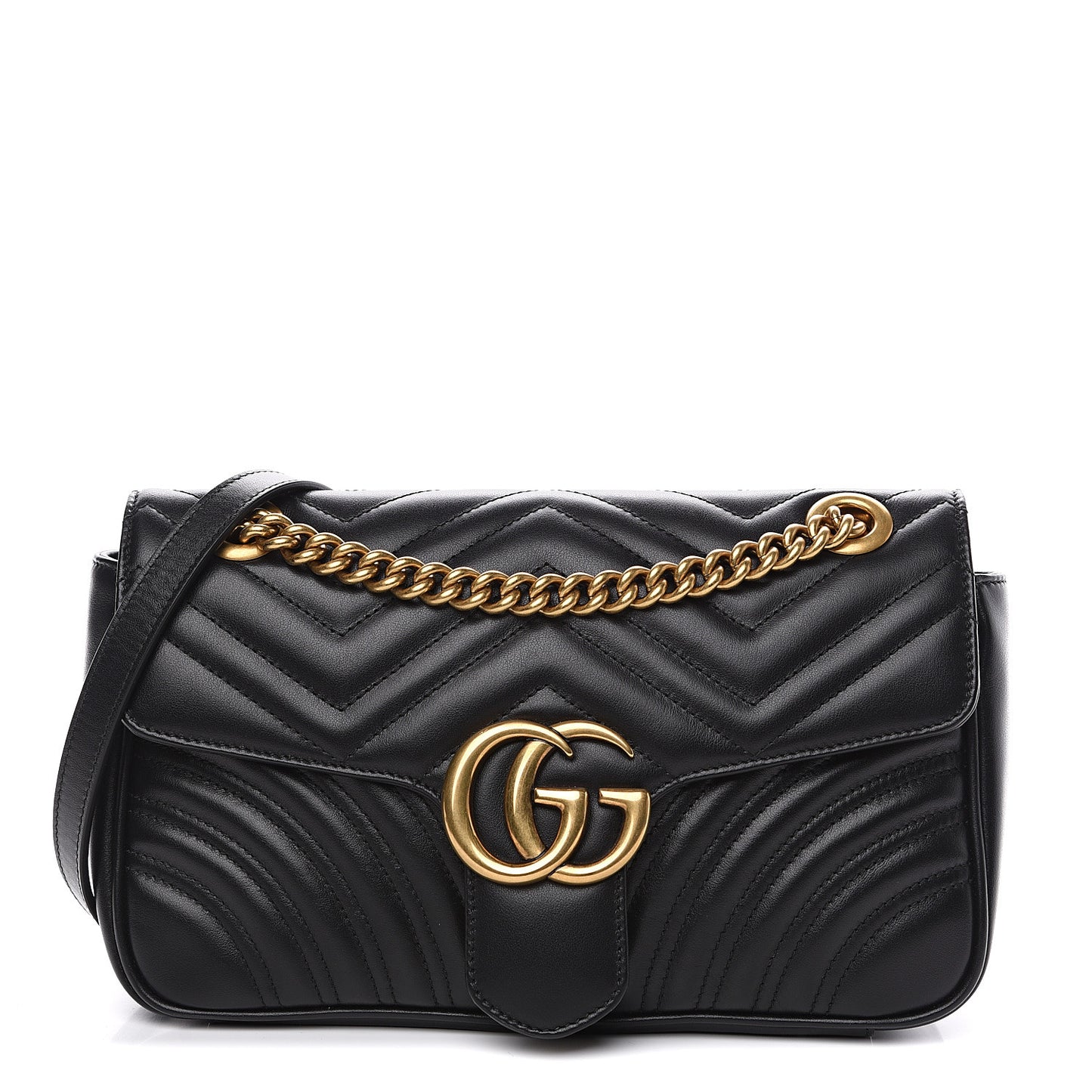 Calfskin Matelasse Small GG Marmont Shoulder Bag Black