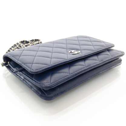 Chanel Lambskin Wallet On Chain WOC Navy 4 of 9