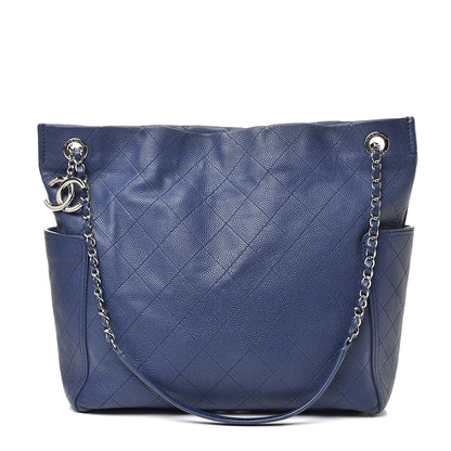 Chanel Grained Calfskin CC Pocket Tote Navy Blue 1 of 18