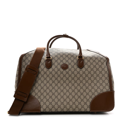 Gucci GG Supreme Monogram Azalea Calfskin Retro Interlocking G Large Duffle Bag Beige Ebony Brown Sugar 1 of 12