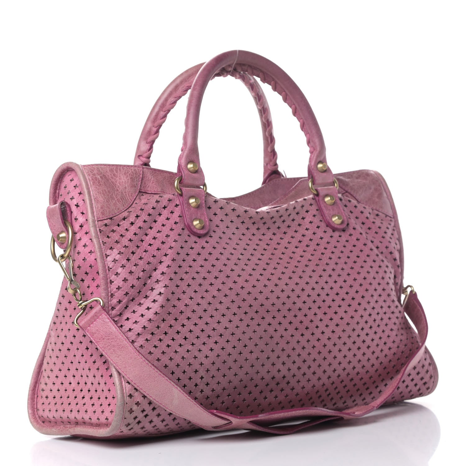Balenciaga Agneau Laser Cut Cross Classic Gold Hardware City Cyclamen 2 of 8