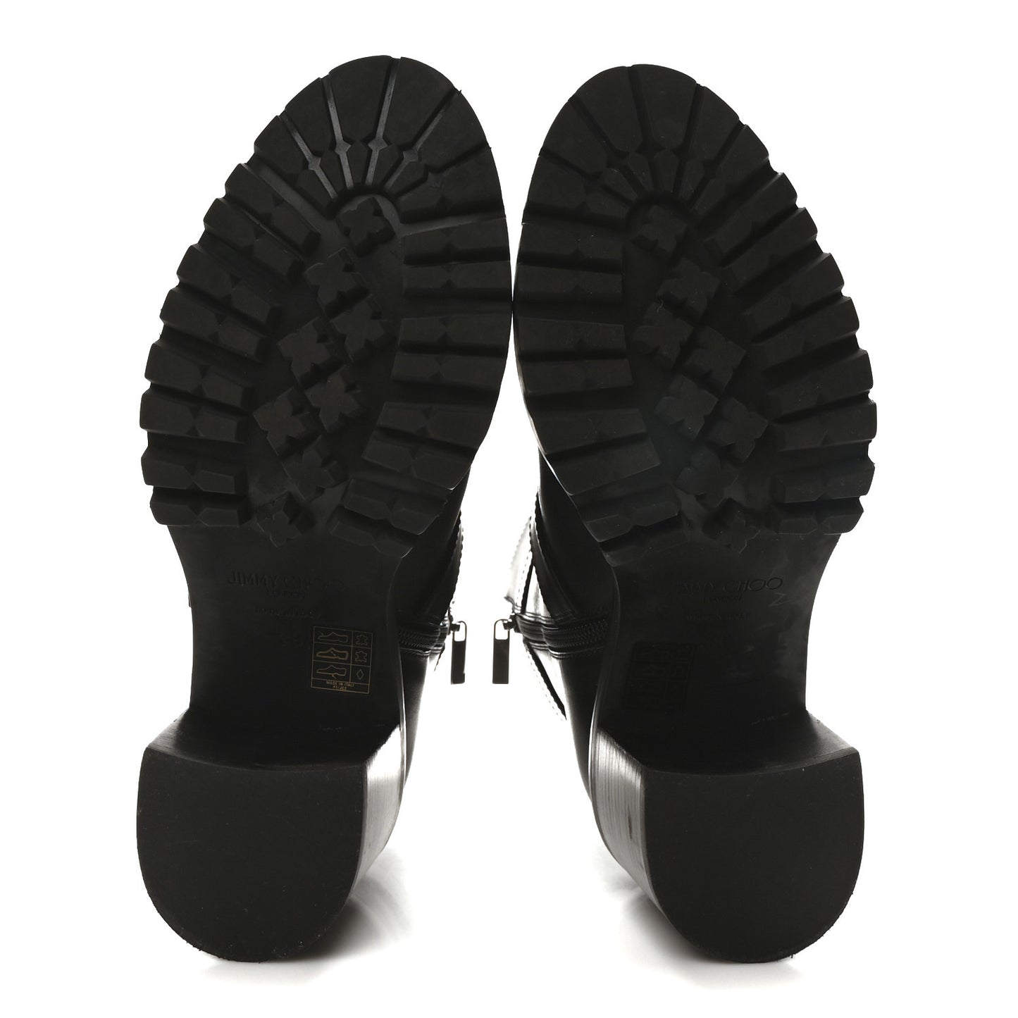 Calfskin Crystal Buckle Hank Boots 38 Black