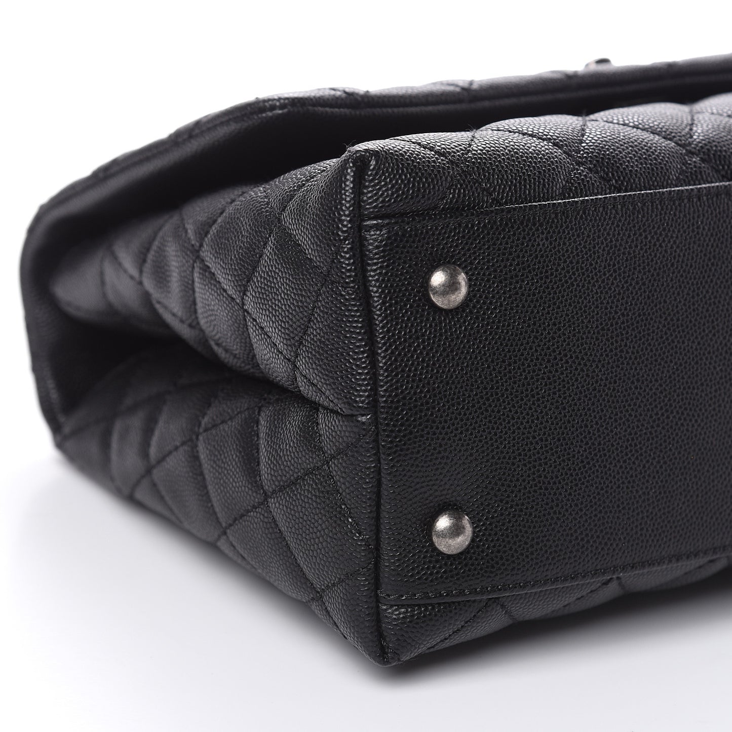 Caviar Lizard Quilted Small Coco Handle Flap Black