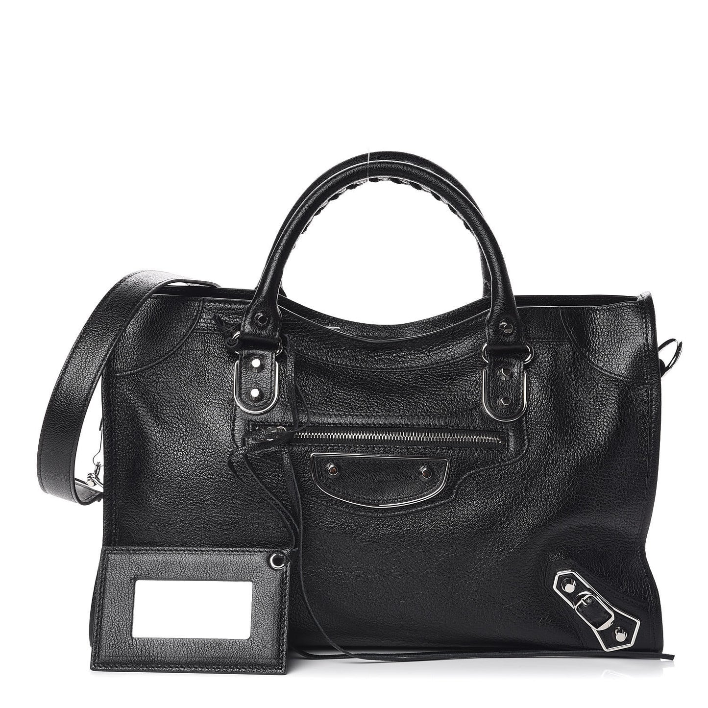 Chevre Silver Metallic Edge Hardware City Black