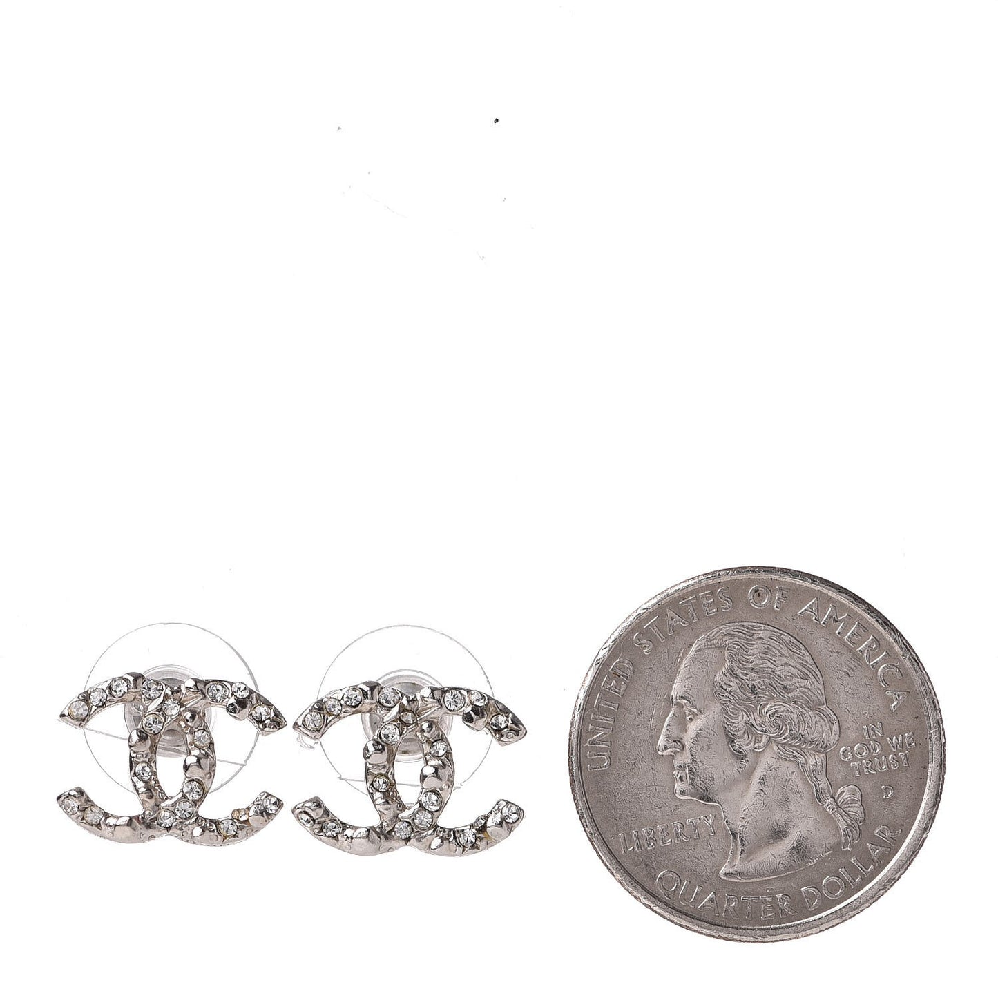 Crystal Mini CC Earrings Silver