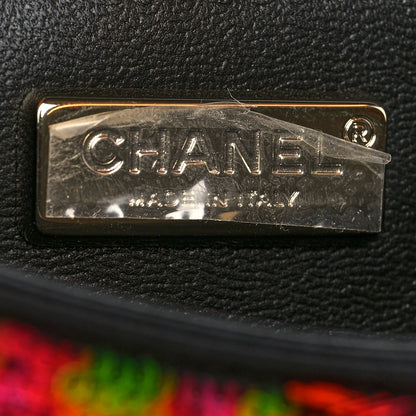 Chanel Sequin Logo Single Flap Orange Turquoise Pink 6 of 10