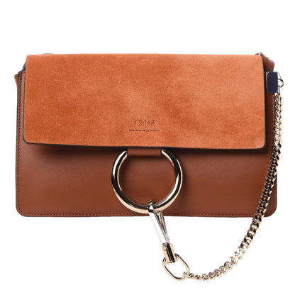 Chloe Suede Calfskin Small Faye Shoulder Bag Tobacco 1 of 7