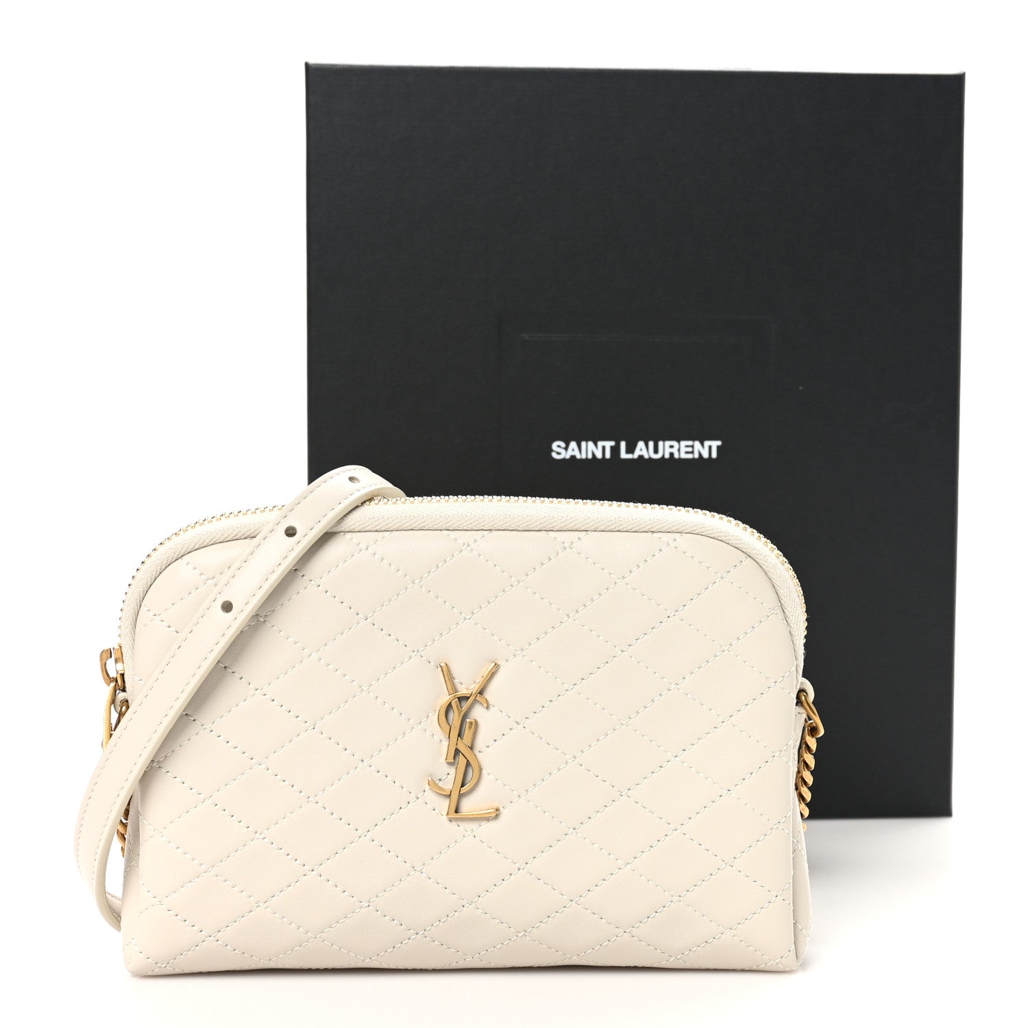 Saint Laurent Lambskin Quilted Gaby Zipped Pouch Crema Soft 11 of 11