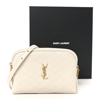 Saint Laurent Lambskin Quilted Gaby Zipped Pouch Crema Soft 11 of 11