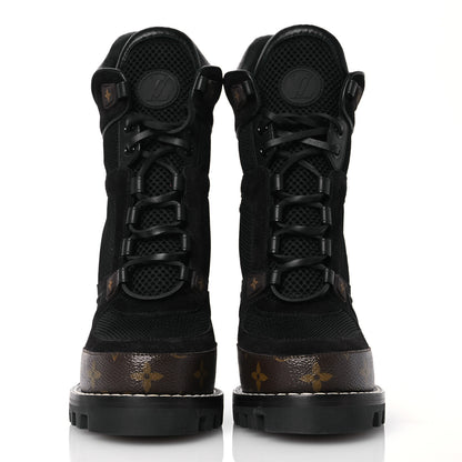 Louis Vuitton Suede Calfskin Monogram Star Trail Ankle Boots 38 Black 2 of 11