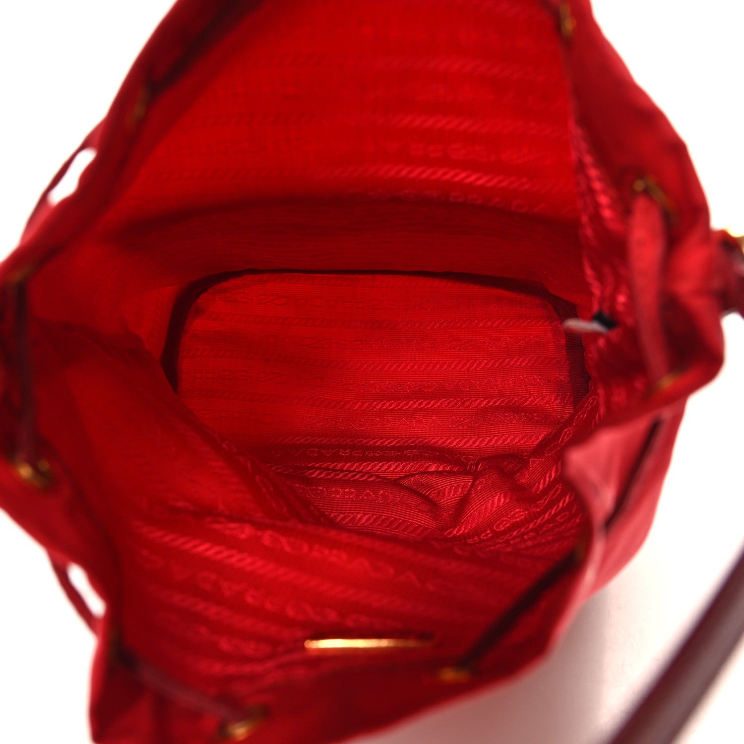 Prada Saffiano Tessuto Nylon Mini Bucket Crossbody Bag Rosso 5 of 11
