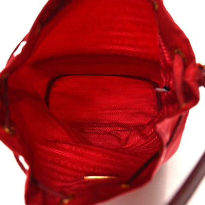 Prada Saffiano Tessuto Nylon Mini Bucket Crossbody Bag Rosso 5 of 11