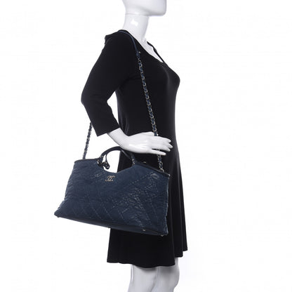 Chanel Iridescent Calfskin Quilted Small Sea Hit Tote Navy 2 of 10