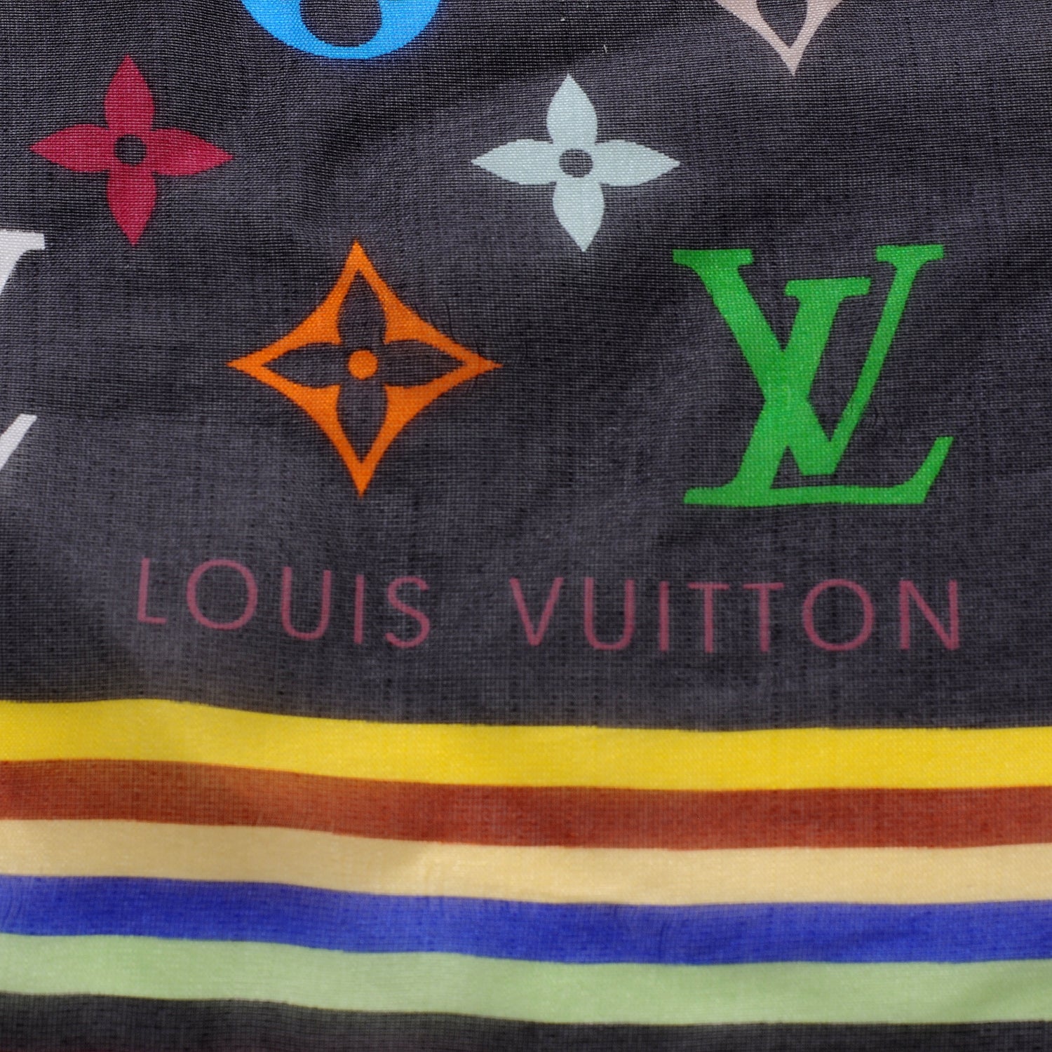 Louis Vuitton Silk Monogram Multicolor Square Scarf Black 1 of 6