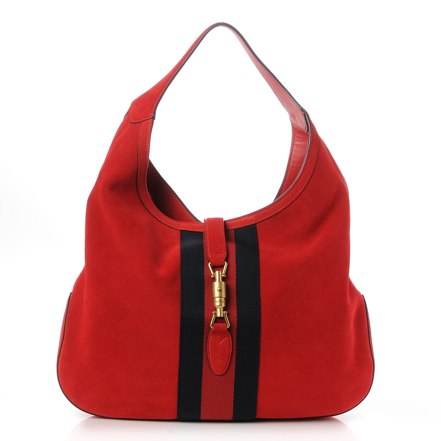 Gucci Soft Suede Web Large Jackie Hobo Red 1 of 8