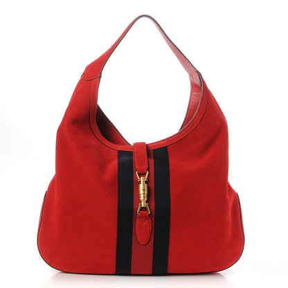 Gucci Soft Suede Web Large Jackie Hobo Red 1 of 8