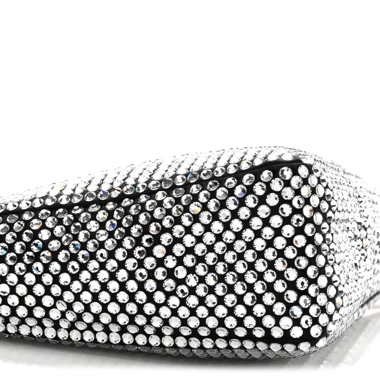 Satin Crystal Triangle Crossbody Pouch Cristal