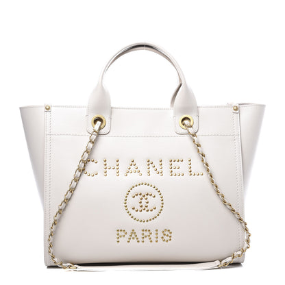 Chanel Caviar Small Studded Deauville Tote Ivory 1 of 10
