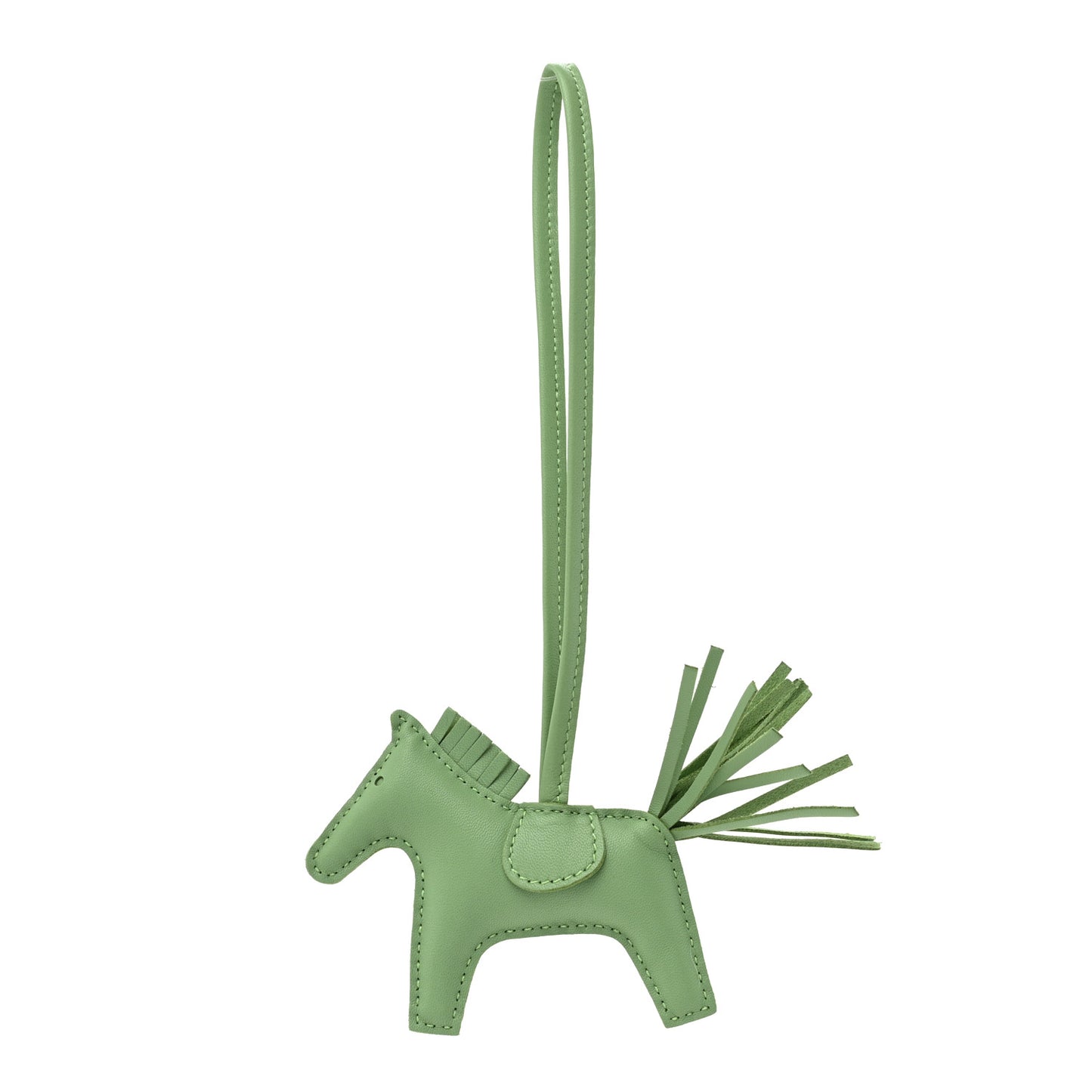 Milo Lambskin Grigri Rodeo Horse Bag Charm PM Vert Criquet