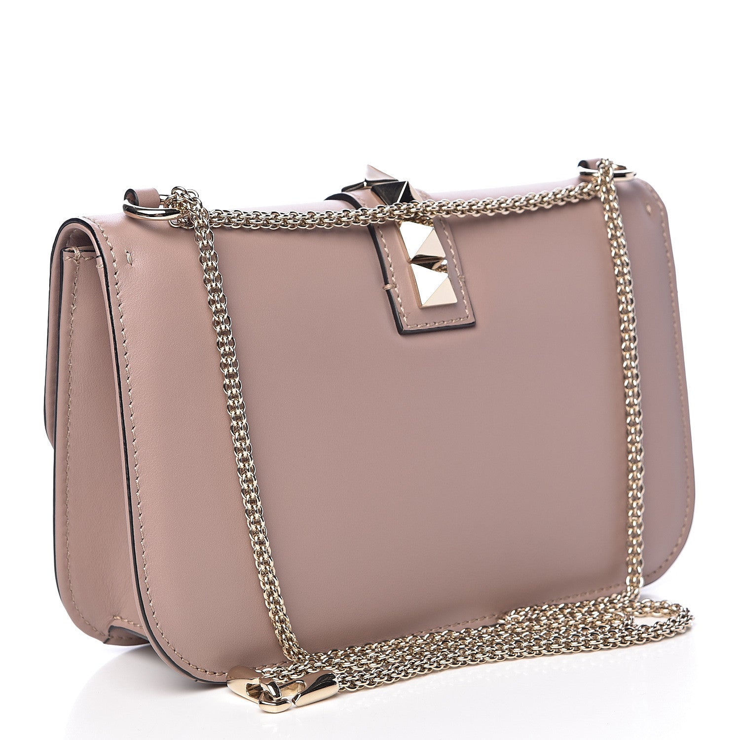 Valentino Garavani Vitello Medium Glam Lock Rockstud Flap Poudre 3 of 13
