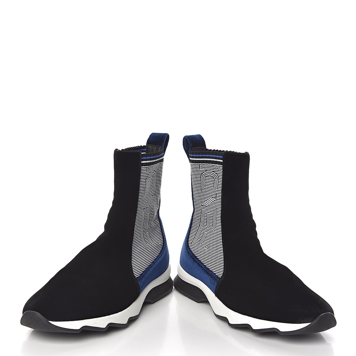 Velvet Stretch Logo High Top Sneakers 39 Black Blue