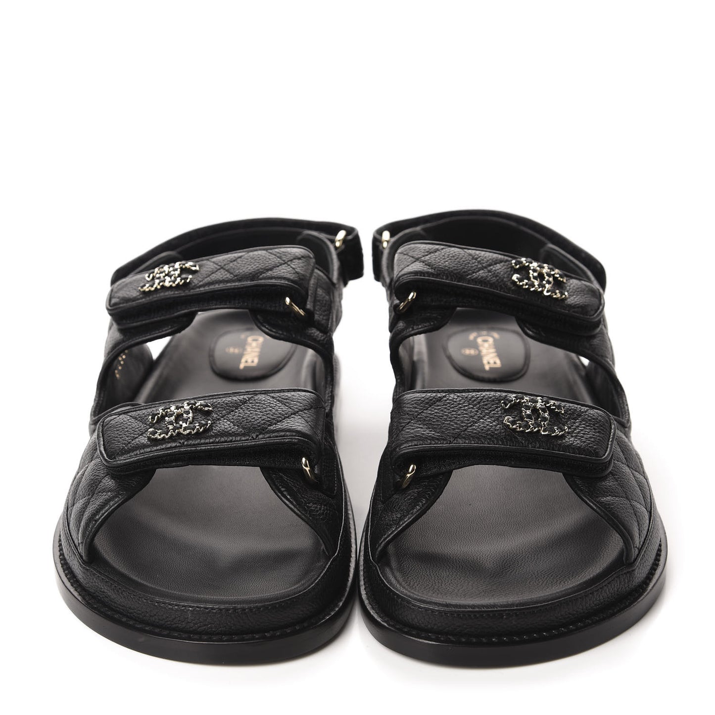 Grained Calfskin Velcro Dad Sandals 39.5 Black