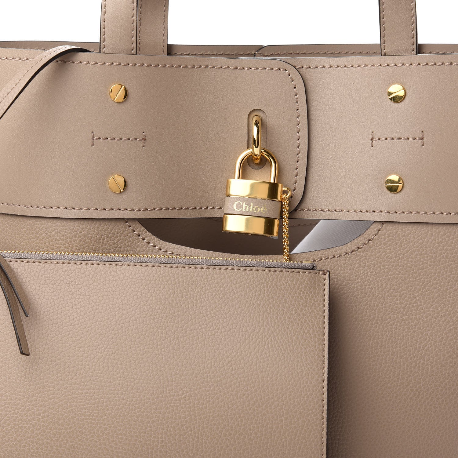 Chloe Smooth Grained Calfskin Small Aby Tote Motty Grey 9 of 10