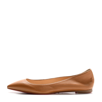 Christian Louboutin Shiny Nappa Ballalla Flats 38 Cafe Creme 1 of 8