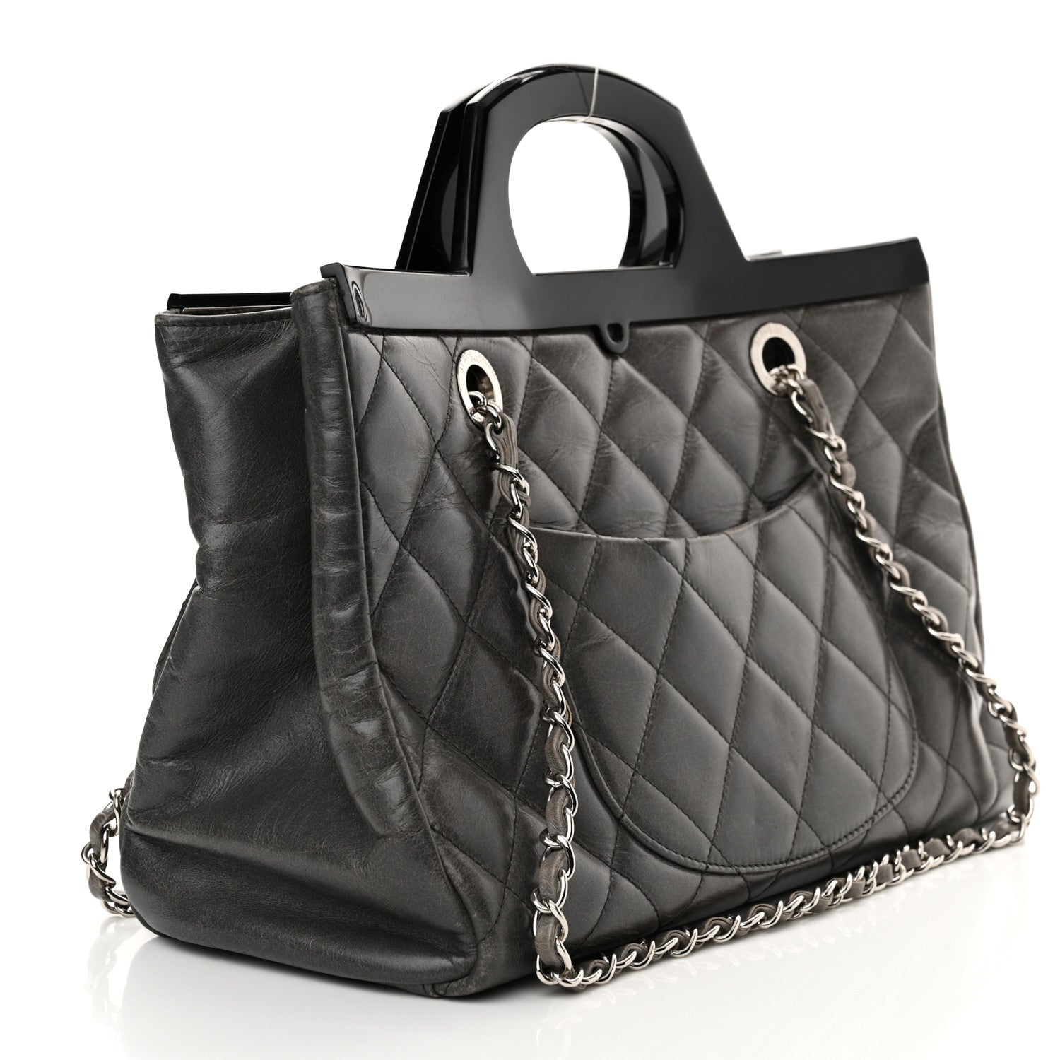 Chanel Glazed Calfskin Quilted Small CC Delivery Tote Grey 3 of 10
