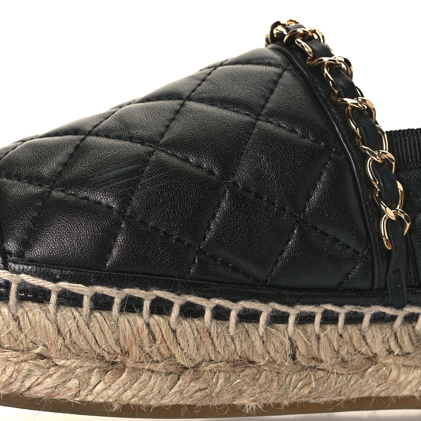 Lambskin Quilted CC Chain Espadrilles 39 Black