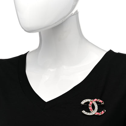 Chanel Lambskin Baguette Crystal CC Chain Brooch Pink Gold 2 of 5