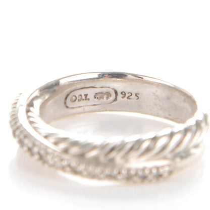 David Yurman Sterling Silver Pave Diamond 5mm Crossover Ring 57 8 4 of 4