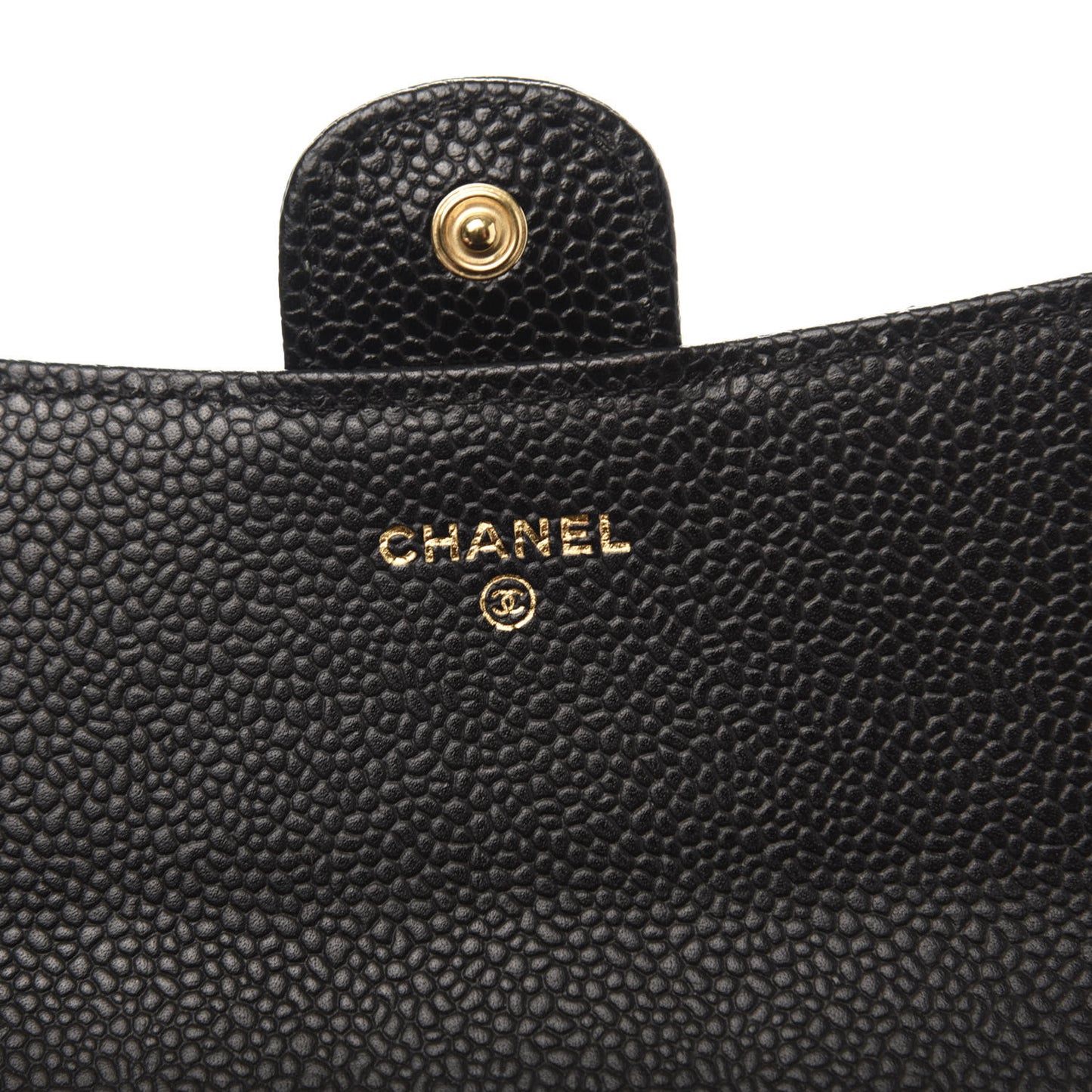 Caviar Quilted Large Gusset Flap Wallet Black