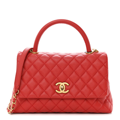 Chanel Caviar Quilted Small Coco Handle Flap Red 1 of 11