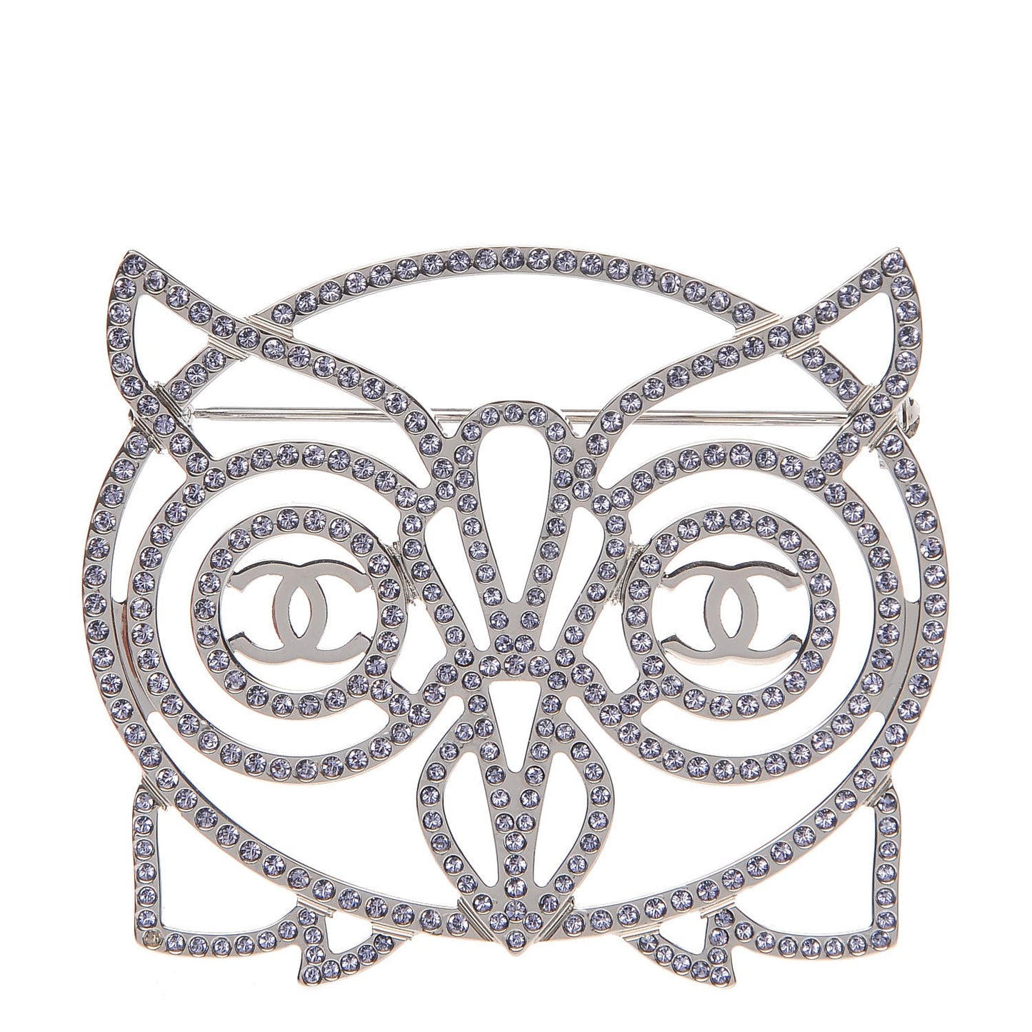 Strass Crystal Owl CC Brooch Purple Ruthenium