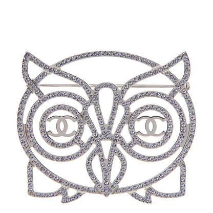 Chanel Strass Crystal Owl CC Brooch Purple Ruthenium 1 of 5